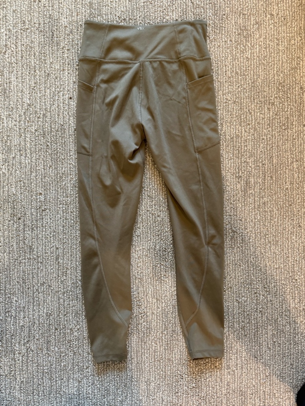 VSX Sport Leggings Olive Green | High Rise Pocket Activewear | Size S Short - Picture 3 of 3
